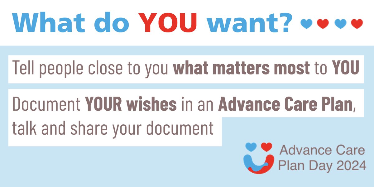 What do YOU want? Tell people close to you #WhatMattersMost to You. Learn more about Advance Care Planning advancecareplanday.org/advance-care-p…😍 #ACPDay2024 #AdvanceCarePlanning #AdvanceCarePlan