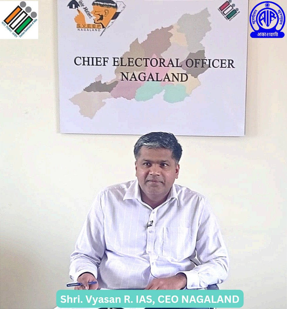 Listen to the message from the Chief Electoral Officer Nagaland Shri.Vyasan R.IAS on #LokasabhaElection2024 tonight at 7:30 PM on #AkashvaniAIR #Kohima.