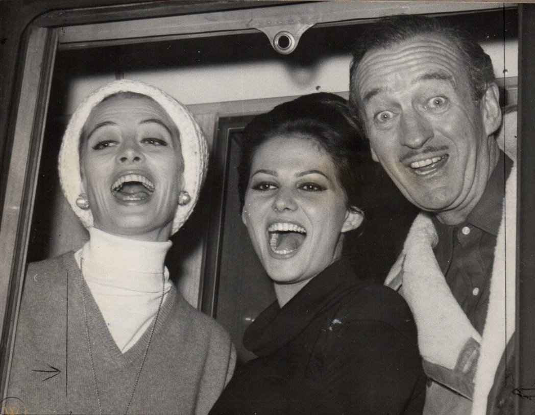 #botd #ClaudiaCardinale #DavidNiven and #Capucine on the set of #ThePinkPanther (1963) by #BlakeEdwards