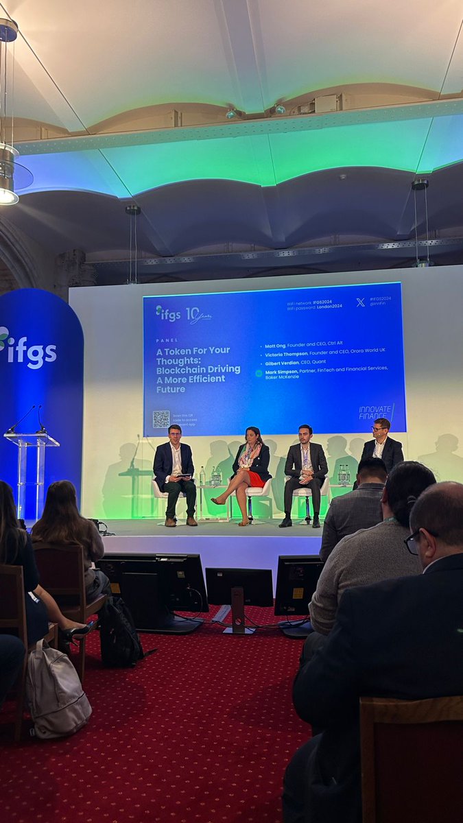 💱 The CEO of <a href="/quant_network/">Quant</a> gives his vision on how blockchain is driving more efficient outcomes, and how quickly a revolution may spark in Financial Services with Mark Simpson, <a href="/bakermckenzie/">Baker McKenzie</a> #IFGS2024.