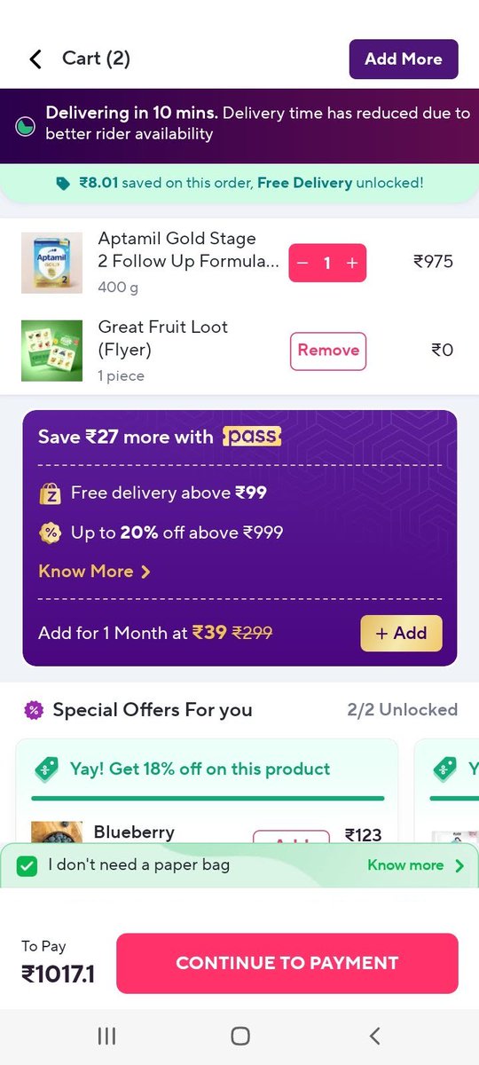ithinkido's tweet photo. @zeptocares @ZeptoNow @zeptocares [Bonus3] @ZeptoNow shows on the top of the cart that the user has unlocked free delivery but you are NOT waiving off the delivery charges. This is bad business practice and you are misleading the users. https://t.co/NAytAQNDvI