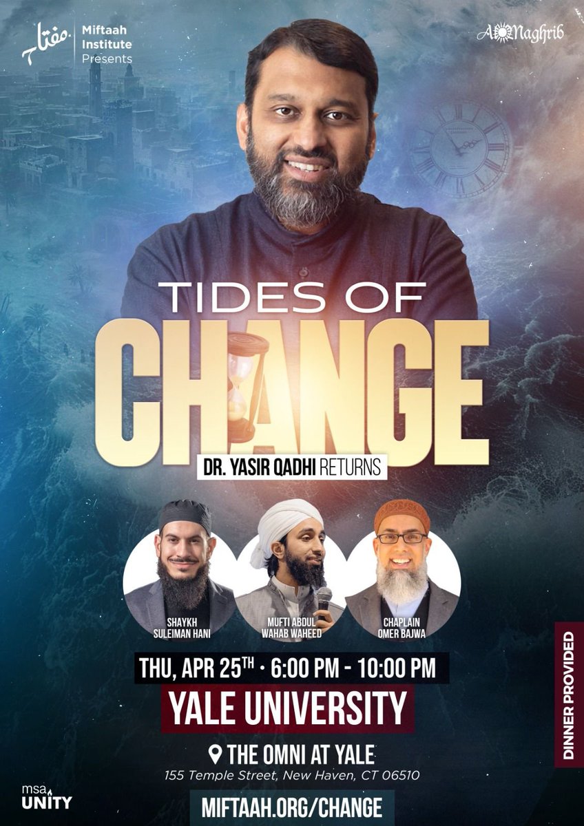 For those in Connecticut or surrounding states: Thursday April 26th The Tides of Change: How the Sirah teaches us Muslims Must be Instruments of Positive Change miftaah.org/circle/tides-o…