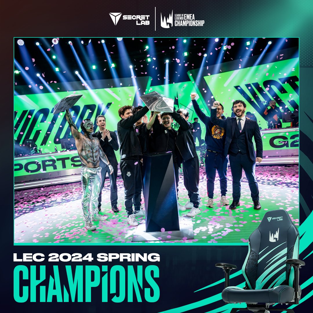 First Winter, now Spring. @G2League doubles up to become the 2024 Spring Champion! Congrats on the win — we're proud to power the #LEC with pro-grade seating ergonomics.