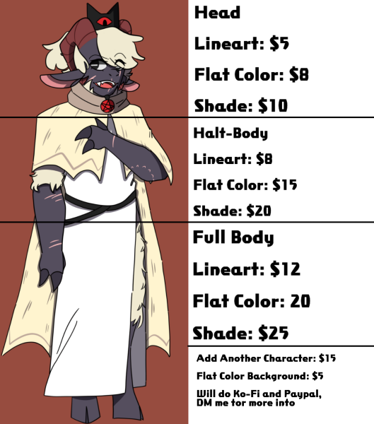 nightram's tweet image. Not really here often but I have been doing comms over at Tumblr.
I accept Kofi and Paypal, DM me for more
[First time/I remade the page so here's a clean one]
#commissionsopen #Commission