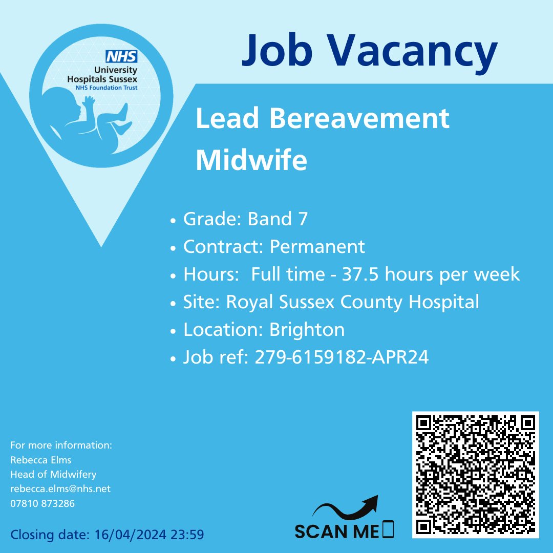 Looking for Midwives passionate about excellent bereavement care. Closing tomorrow: Band 7 Lead Bereavement Midwife based at our Brighton site.
Unique opportunity to join our team in this vital role.
Apply here: bit.ly/4db0VYr