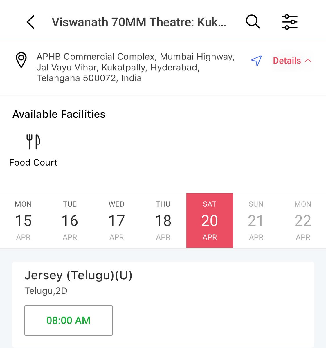 Kukatpally Viswanath theatre bookings opened now 🎟️ #Jersey ❤️‍🔥