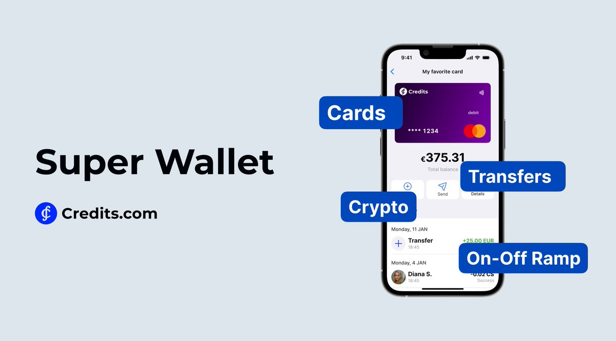 Why Credits App? 💳 Credits debit Mastercard 🖊️ European IBAN accounts 🔄  Transfers: IBAN - #Crypto - Debit card ✓ European license 🇪🇺 EURO  payments through SEPA 💎 Variety of #cryptocurrencies Download