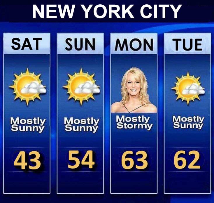 Good Morning my Twitter friends and family ... just sitting having my coffee and checking the weather in NYC it appears to be a beautiful @StormyDaniels kind of day Comment 💙 RT💙 Follow 💙 🚫 MAGA