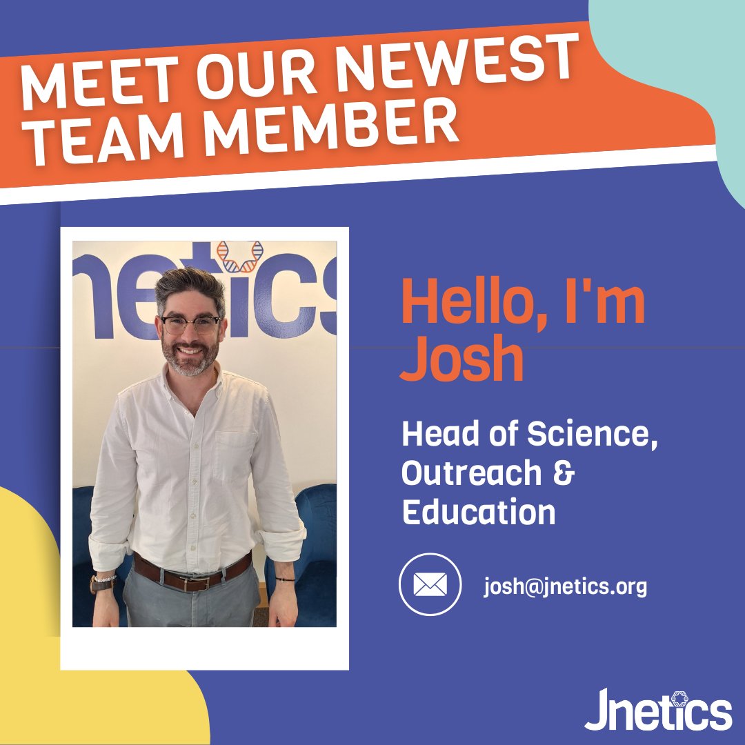Josh is our new Head of Science, Education and Outreach, with responsibility for the overall delivery of sharing Jnetics’ work and the scientific understanding associated with the Jewish community.