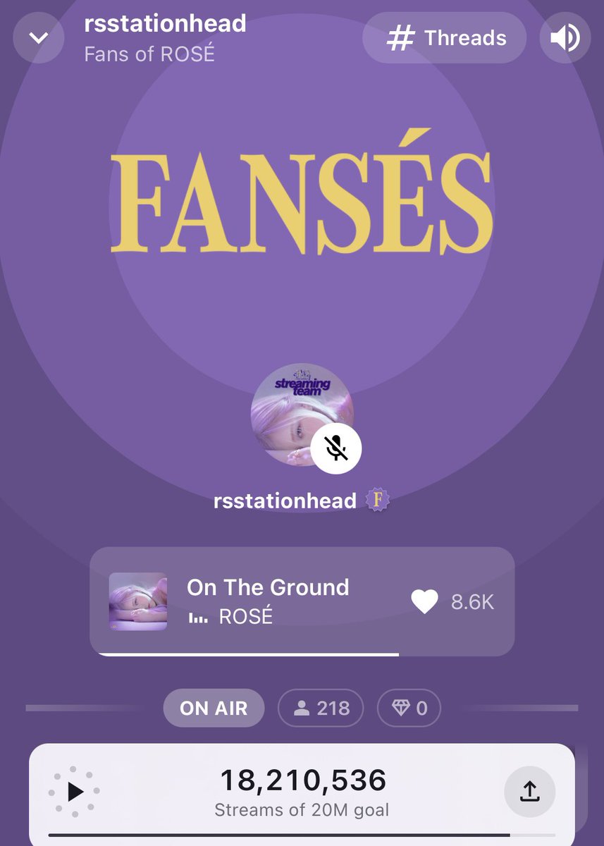 📻 STATIONHEAD Goal: 20M Streams Join and stream with us for ROSÉ! CH: tinyurl.com/Fanses SH: tinyurl.com/RSonSH •Sign up/Log in to SH •Connect to Spotify/Apple Music premium •Do not mute the app/tab 블랙핑크로제 #ROSÉ #로제 @BLACKPINK