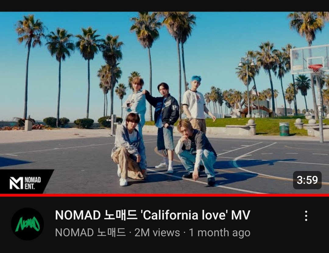 Nomad's 'California love' MV has reached 2 MILLION views!💚
#노매드 #NOMAD