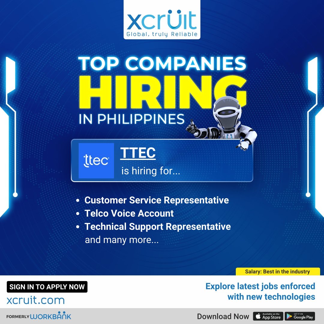 Xcruit's tweet photo. Great opportunities are just a click away! 😊 Apply here (Only in the Philippines): https://t.co/NRgMSNQEVB or download the Xcruit app now.
Available on:
Play Store - https://t.co/CHboGbUHYk
&amp;
App Store - https://t.co/3X1Bdi4m1T

#Xcruit #JustXcruitBro #Recruitorr #jobshiring https://t.co/CHyP9AhiNJ