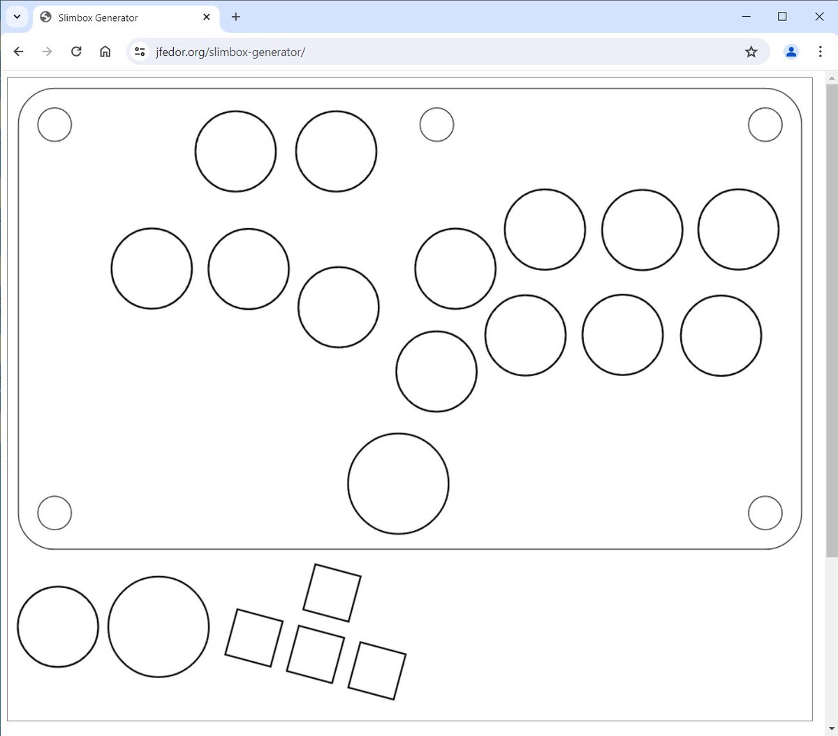 jfedorynski's tweet photo. I made this website where you can quickly try new leverless controller layouts and generate STL files for 3D printing without having to mess around with CAD. Just drag the buttons around with your mouse.
https://t.co/2huyovyn2n https://t.co/kW1G3wgJvD