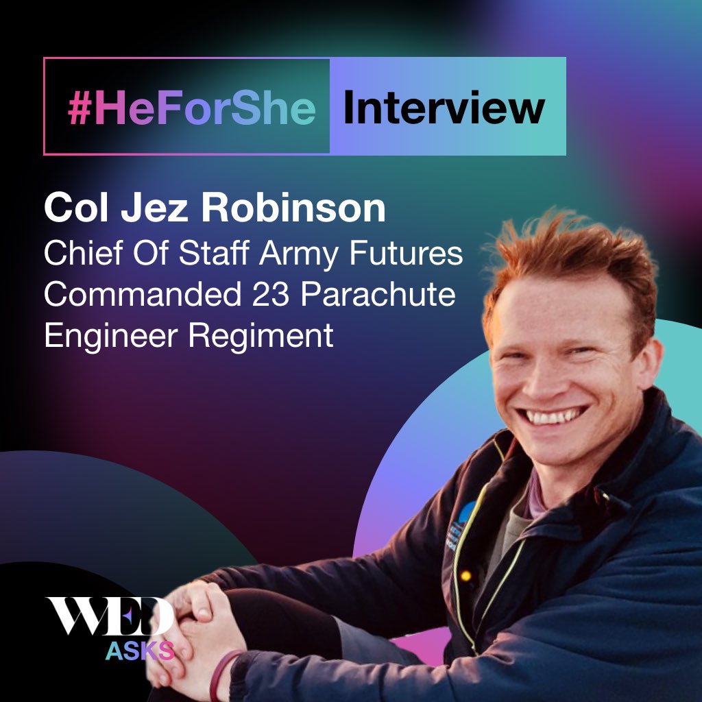 🌟 Dive into Colonel Jez Robinson's inspiring journey as Chief of Staff Army Futures in our latest #WED interview! 

Discover his insights on #DiversityandInclusion, the role of male allies, and building an inclusive workplace. Don't miss out! womenempoweringdefence.com/heforshe-col-j… 
#Leadership