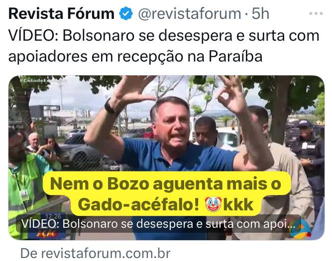 @ASigoli @pesquisas_elige VAI CAGAR NO CONGRESSO, VAI!! 🤡kkkkkk Nem o Bozo aguenta mais vcs! 🤣🤣🤣🤣 Chora mais!