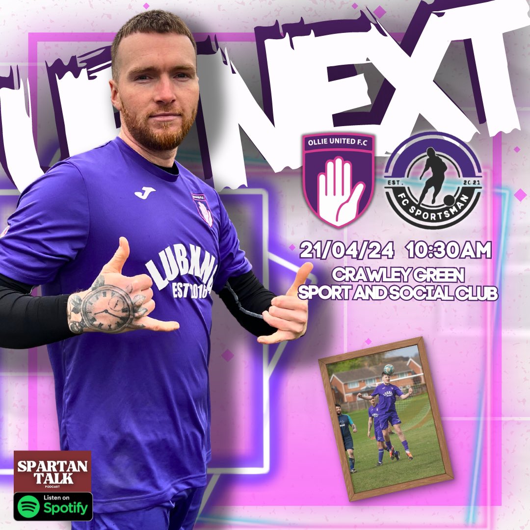 𝗨𝗣 𝗡𝗘𝗫𝗧 ! This Sunday we face, @fc_sportsman at Crawley Green Sport & Social Club! We’ve played them twice already this season with nineteen goals being scored between the two sides! See you on Sunday 💜 #ForOllie