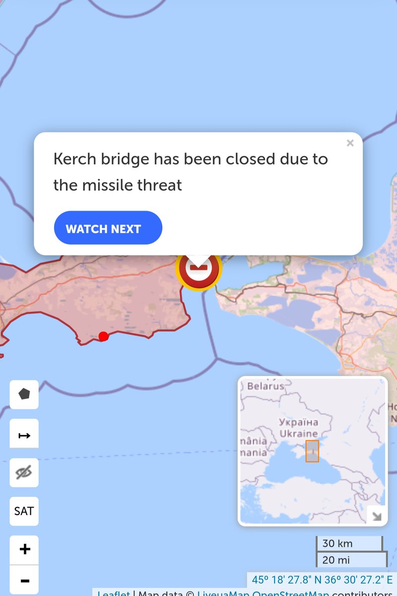 🔴 BREAKING
MISSILI UCRAINI HANNO COLPITO #Kerch, CI SONO FORTI ESPLOSIONI IN DIVERSE ZONE DELLA CRIMEA, COMPRESA #Sevastopol.
il ponte di Crimea chiuso al traffico.
Bombardato a #Berdyansk grande cantiere edile che I #russi usavano per #Mariupol.
In aggiornamento