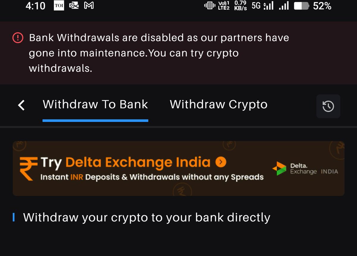 vjdiscovering's tweet photo. @Delta_Exchange I am unable to withdraw amount from my account from past 48 Hrs. Requesting your intervention https://t.co/bdcePtq1JI