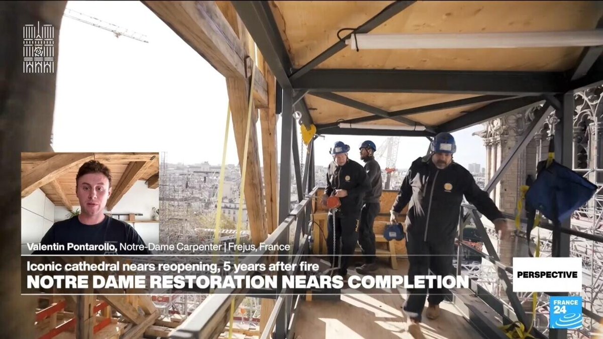 Perspective - Notre-Dame carpenter Valentin Pontarollo on his joy at completion of cathedral's roof ➡️ go.france24.com/5Dy