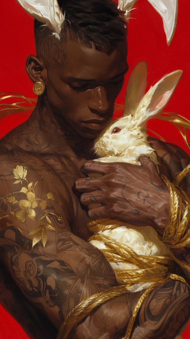 &ldquo;After Care: Hot Guys and Bunnies&rdquo; 🪢🐰💪🤗🪢  Strong, gentle , yet dominant.  &hellip;last one til I land 🛫  #AIart<a href="/tag/bdsm"class="tags"><span>#bdsm</span></a><a href="/tag/girls"class="tags"><span>#girls</span></a><a href="/tag/tattoo"class="tags"><span>#tattoo</span></a><a href="/tag/bunnies"class="tags"><span>#bunnies</span></a><a href="/tag/snake"class="tags"><span>#snake</span></a><a href="/tag/concept"class="tags"><span>#concept</span></a>