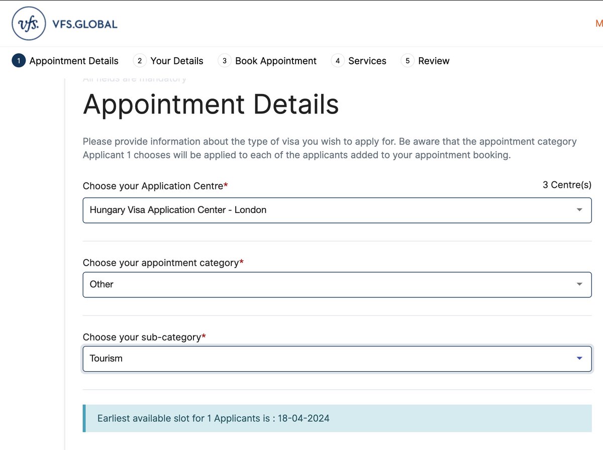 aru9's tweet photo. Unable to book appointment for Tourist Visa for Hungary from UK. Trying for a week now, shows date in the beginning and then says no slot available. @VFSGlobal @vfsglobalcare https://t.co/NNZB76I5Lv
