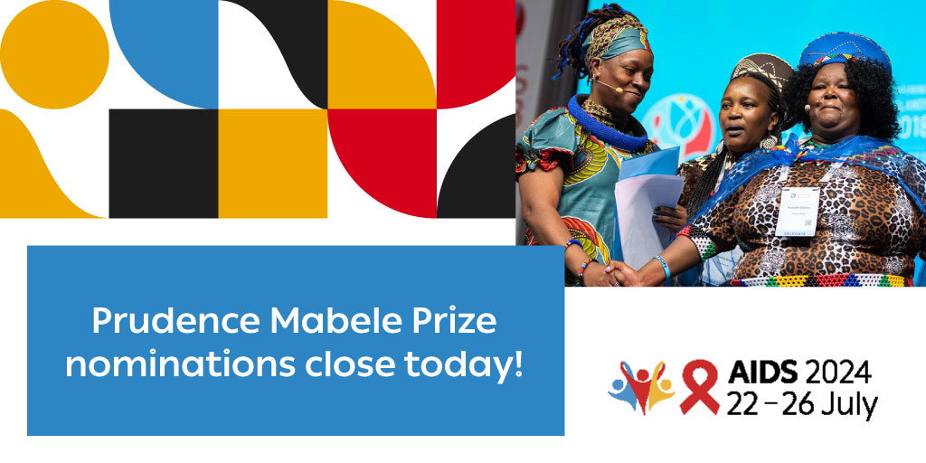 📣 Nominations for the #AIDS2024 Prudence Mabele #Prize close today! The prize is a USD 25,000 endowment named in honour of Prudence Mabele, a trailblazing activist for the rights of women & people living with #HIV. 🙌 Learn more & nominate someone now! aids2024.org/awards