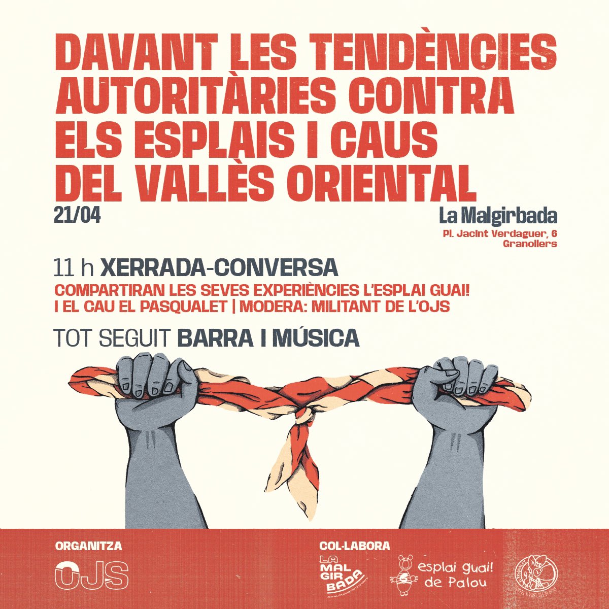 De quina manera s'està donant això a la nostra comarca? Conversarem amb l'<a href="/esplaiguai/">Esplai Guai!</a> i l'<a href="/aeelpasqualet/">aeelpasqualet</a> per conèixer de primera mà les seves experiències. I en acabar, un petit espai amb menjar, beure i musiqueta!

✨Ens veiem el 21/04 a les 11h a la <a href="/La_Malgirbada/">La Malgirbada</a>!✨