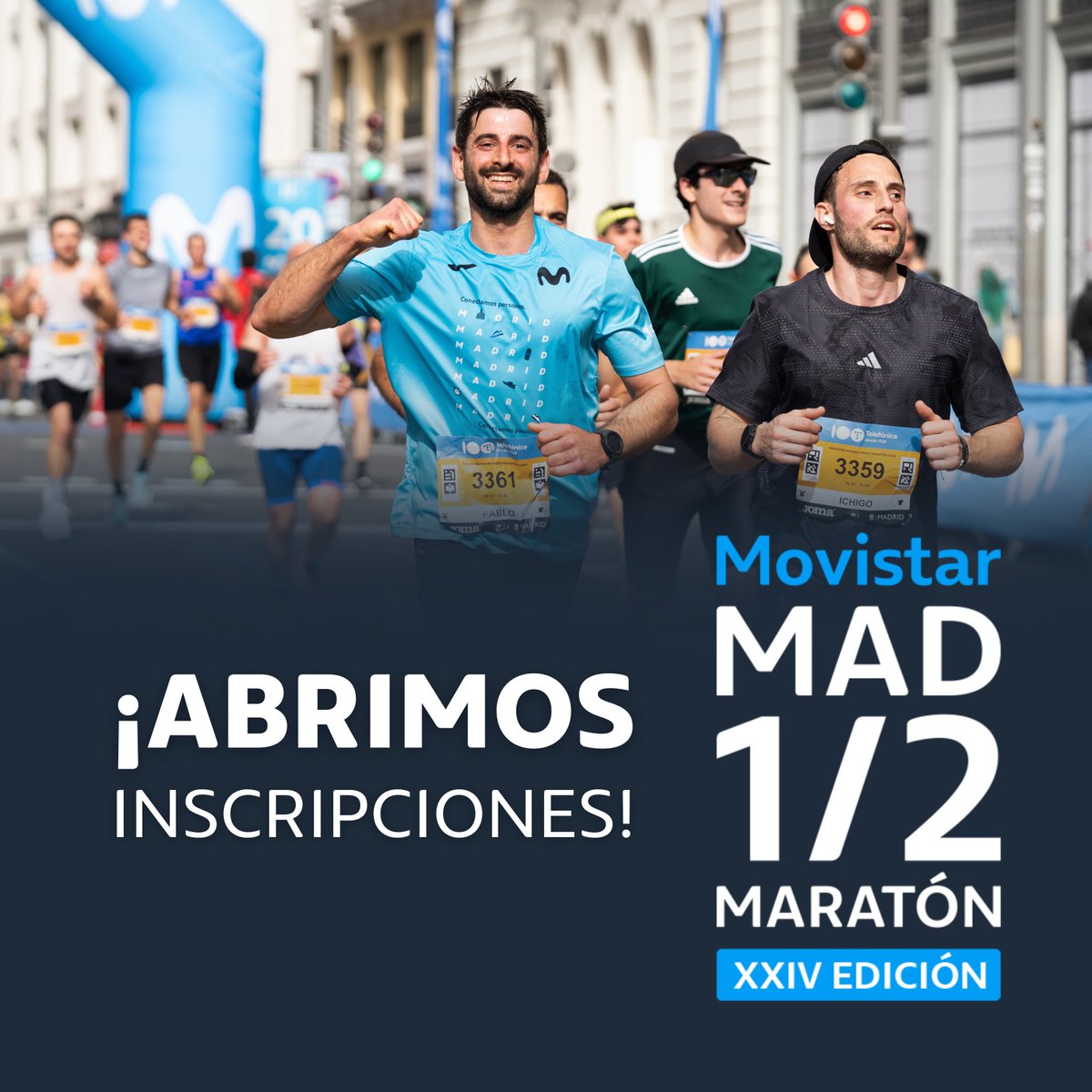 ⚠️ ¡¡INSCRIPCIONES ABIERTAS PARA EL #MOVISTARMADRIDMEDIO25!! ⚠️

🤩 Ya puedes conseguir tu dorsal para correr en Madrid el 6 de abril de 2025. 

👀 ¡¡Los 2.000 corredores más rápidos podrán disfrutar de un precio especial!! 

¿Te vienes o qué? 😏

 🔗 mediomaratonmadrid.es/mm4-evento/977…