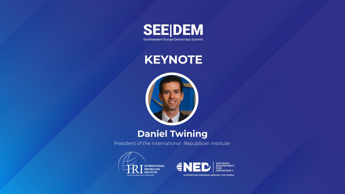 We are delighted to welcome the President of IRI @DCTwining to SEE|DEM as our keynote speaker. @IRIglobal @NEDemocracy #SEEDEM2024