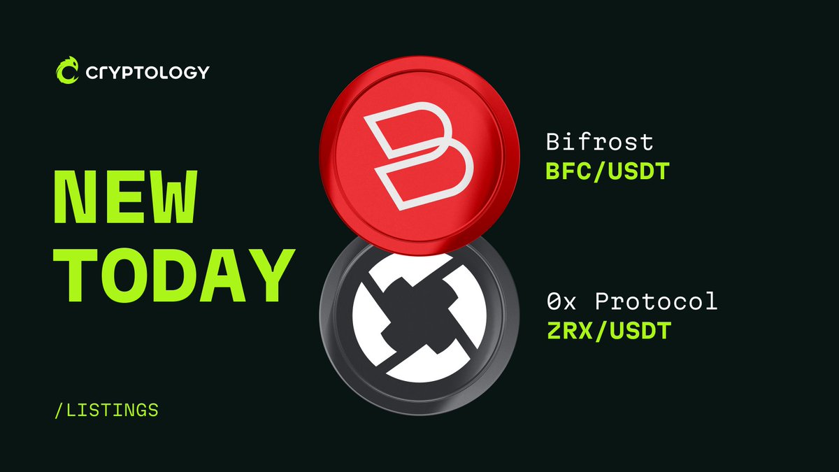 🎉 Newly listed! ⚡️ @Bifrost_Network $BFC/USDT @zeroexprotocol $ZRX/USDT Trading/deposits are now open on our platform! #Listing #Cryptology #Blockchain #Web3