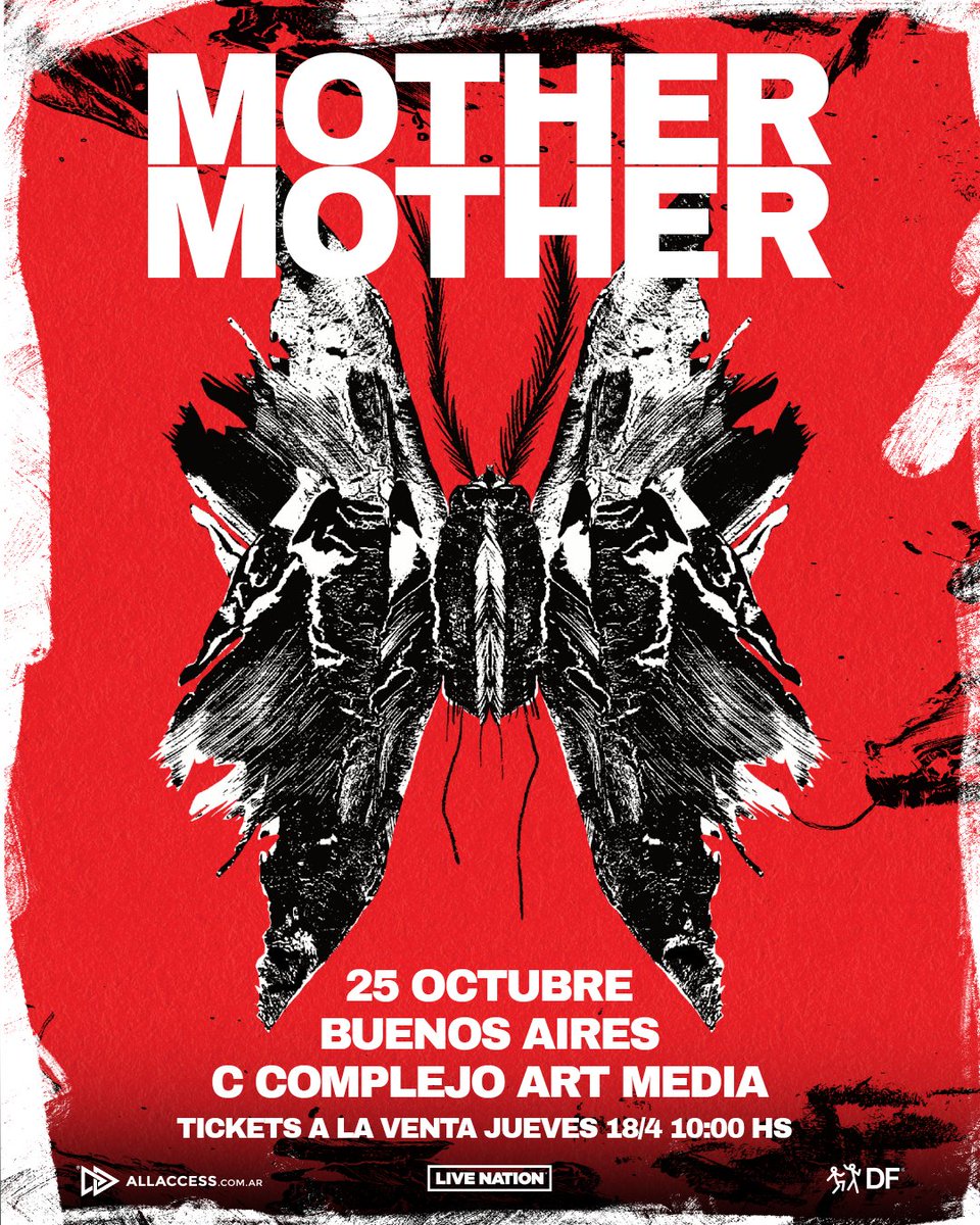 RecitArg's tweet photo. 🇨🇦 Mother Mother regresa a Argentina 

La banda canadiense de rock alternativo vuelve a Buenos Aires y se presentará el 

📅 25 de octubre
📍 C Complejo Art Media
🎟️ Entradas a la venta desde el 18/4 únicamente en https://t.co/AsO7tyq7YW

#RecitalesenArgentina https://t.co/foycS8l0bs