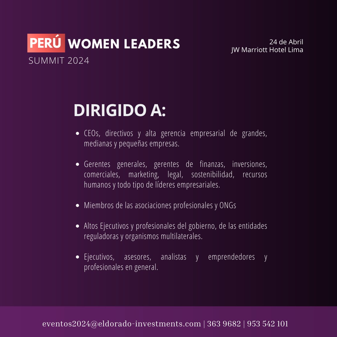 CFASocietyPeru's tweet photo. 🌟 ¡Únete al evento Perú Women Leaders! Summit 2024! 🌟

Es un honor invitarlos a ser parte de un evento verdaderamente inspirador y transformador. 

Visita nuestra web: https://t.co/PMHvQRMwqv
Whatsapp: https://t.co/FuwxEb027O

Correo: eventos2024@eldorado-investments.com https://t.co/sYCJHG5Ilm