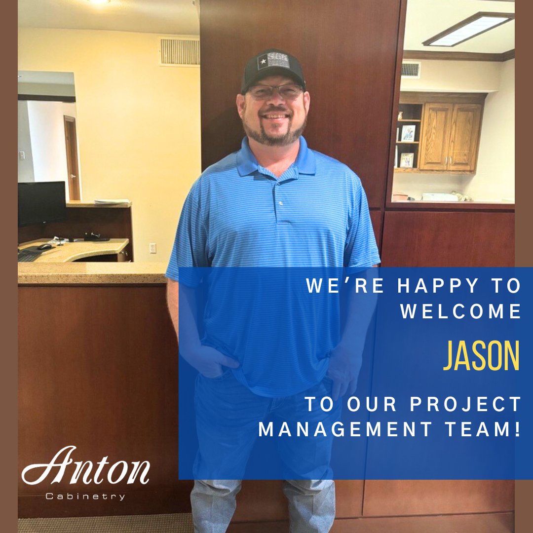 Jason recently joined us as a Project Manager, and we're happy to welcome him!

#antoncabinetry #qualityindesign #morethanmillwork #newhire #nowhiring #woodworking #projectmanagement #architecturalmillwork #customcabinetry #joinourteam #employeeappreciation #welcomewednesday