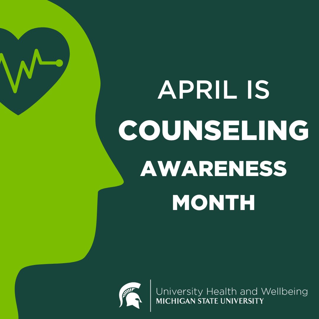 DrAlexisTravis's tweet photo. It’s #CounselingAwarenessMonth, a time to honor the importance of mental health support. Thank you to the UHW counselors w/ EAP, CAPS, + CFS for their dedication to foster wellbeing for @MSU students + employees. Let's continue to prioritize mental health access! @healthyspartans https://t.co/jVnd8rkLyK