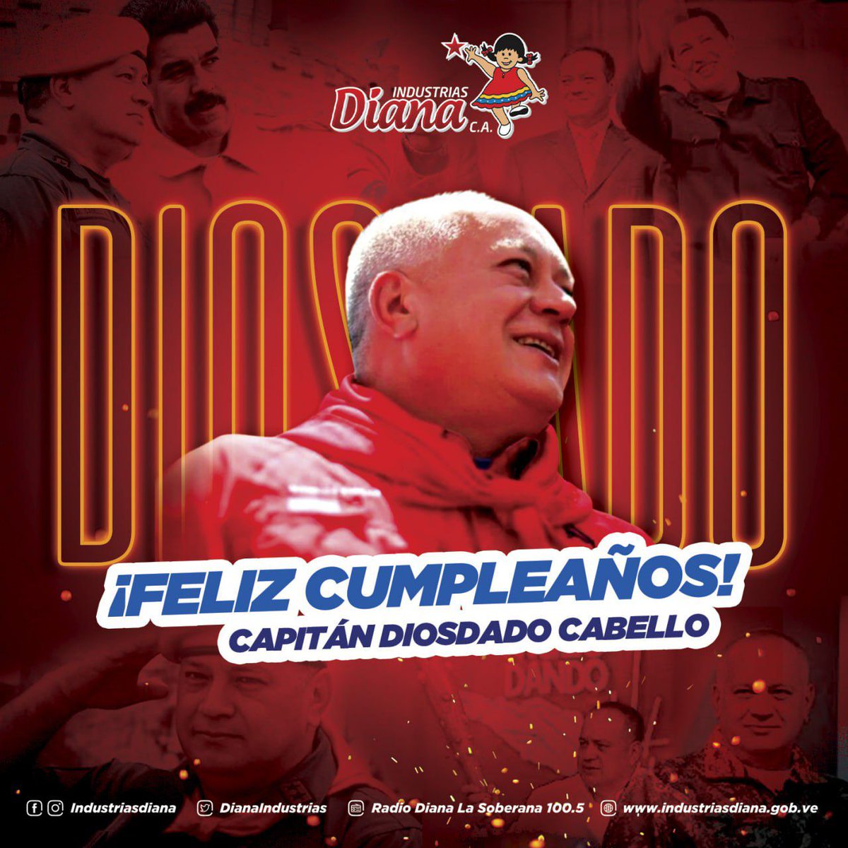 La fuerza laboral de @DianaIndustrias y su Pdte @RomeroFelixE se complece en felicitar al Cap @dcabellor. Un hombre luchador, comprometido con el legado del Cmdte Hugo Chávez, amante de la Patria. #15Abr #VamosPaLanteMaduro