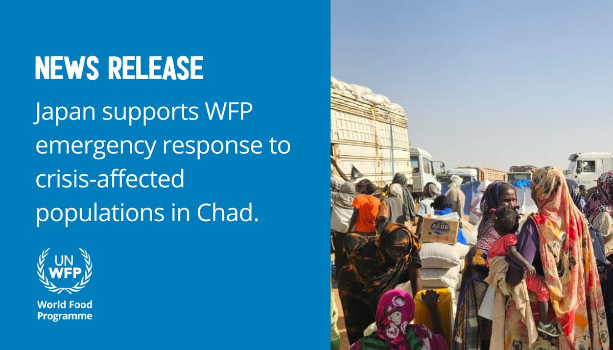 🛑#News Thanks to @MofaJapan_en 's support, #WFP can continue delivering life-saving food and nutrition aid to 92,100 vulnerable refugees, returnees, IDPs, and host communities in #Chad🇹🇩. 🙏🍲 #ThankYou #Japan wfp.org/news/japan-sup…
