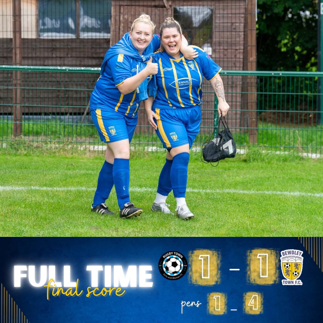 👇 𝔽𝕦𝕝𝕝 𝕥𝕚𝕞𝕖 𝕣𝕖𝕤𝕦𝕝𝕥

Rugby Town 1️⃣ - 1️⃣ Bewdley Town
Pens 1️⃣ - 4️⃣

Another win for the ladies sees them through to the semi-finals of the league cup!

Bethney Taylor [2] 🤝 Craig Rayner Weddings
Ellie Draper 🤝 Empire Coach Builders
Jaz Bourne 🤝 <a href="/WorcesterPowder/">Worcester Powder Coating Ltd</a>