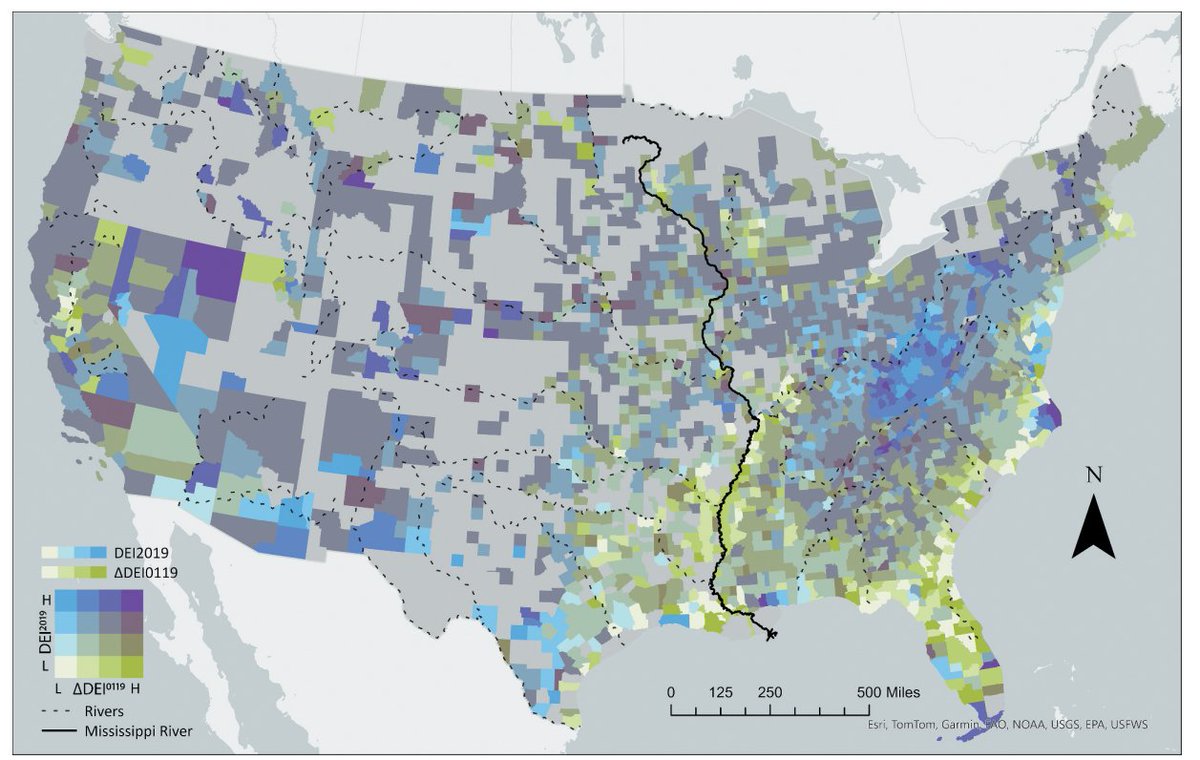 New paper! Jinwen Xu & Yi Qiang present Environmental justice implications of flood risk in the contiguous United States – a spatiotemporal assessment of flood exposure change from 2001 to 2019, doi.org/10.1080/152304…, #gisChat