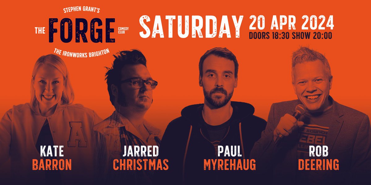 Kate Barron - multi award winning stand-up comedian, podcaster, and...our MC Jarred Christmas - quick-witted and energetic New Zealand funny man Paul Myrehaug - multi-award winning stand-up comedian and actor. Rob Deering - you have to see this one man band extraordinaire!!