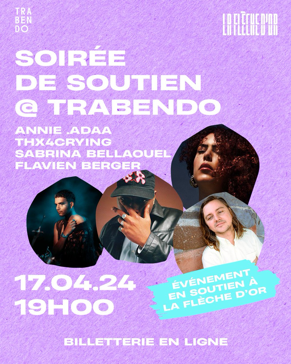 Flavien Berger (@flavienberger) on Twitter photo Je jouerai Mercredi à la soirée de soutien pour La Flèche d'Or au @trabendo_ !
Tickets : shotgun.live/fr/events/soir… Je jouerai Mercredi à la soirée de soutien pour La Flèche d'Or au @trabendo_ !
Tickets : shotgun.live/fr/events/soir…