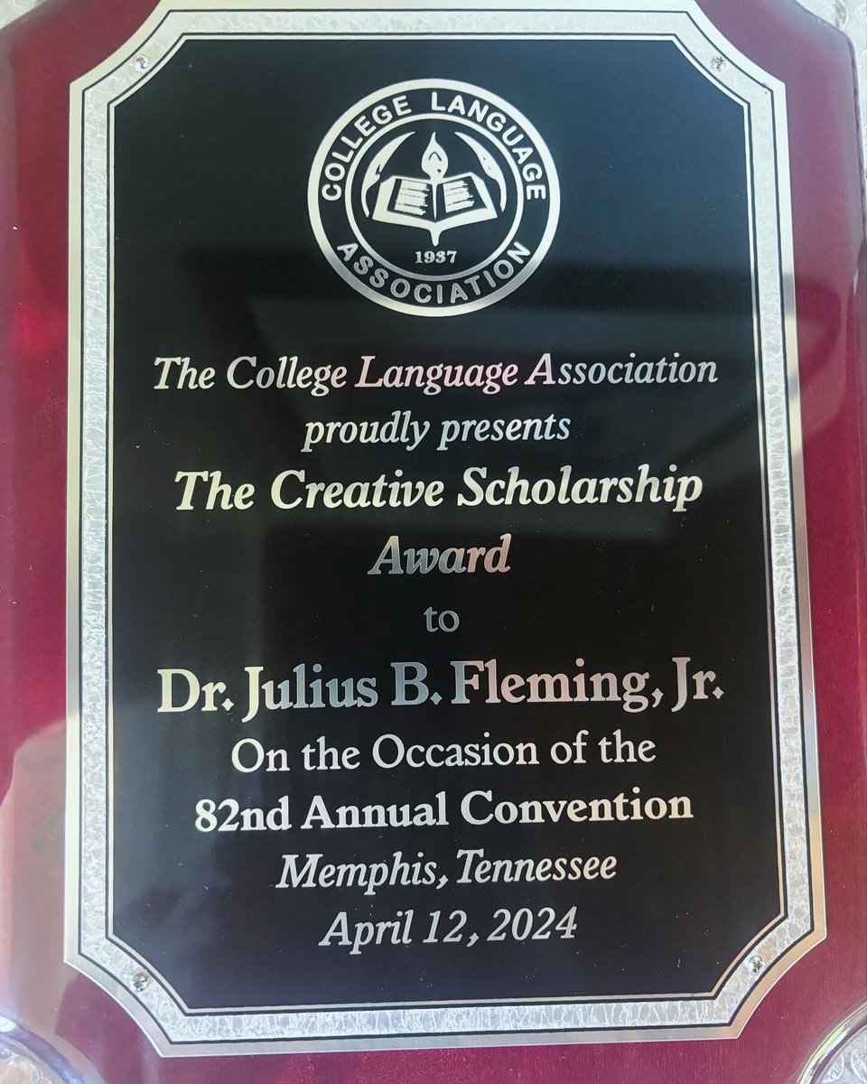 I was excited to learn that my book Black Patience won the 2024 College Language Association Book Award! CLA was the first academic conference I presented at as an undergrad. So this was special. Thanks @clascholars ! @NYUpress