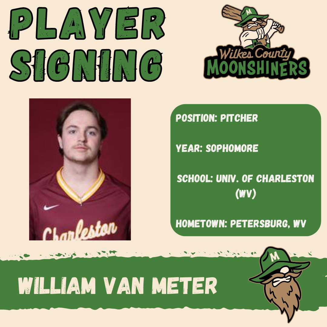 ⚾ Meet the Moonshiners ⚾ Continuing with our player announcements, we've got @bumby_van, a pitcher from West Virginia!