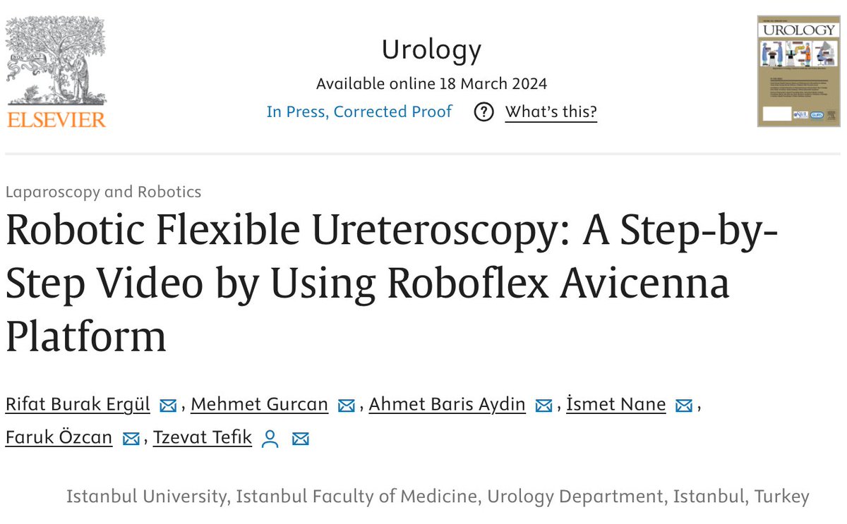 tzevattefik's tweet photo. The 7 min video &amp; article published in @urogoldjournal will be available for everyone till June 1st, 2024--> by @ElsevierConnect 

Welcome to read &amp; download the video demonstrating technical feasibility, safety &amp; efficacy #RoboticsInEndourology

 👇

https://t.co/JpJGvhT3ej https://t.co/JXJDpD6QVR
