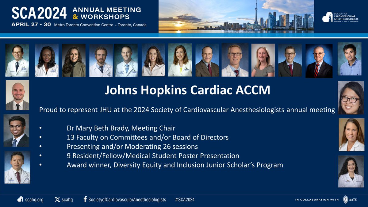 Looking forward to Toronto and the SCA - in collaboration with the AATS! #SCA2024 @hopkinsaccm @HopkinsACCMCard @AATSHQ