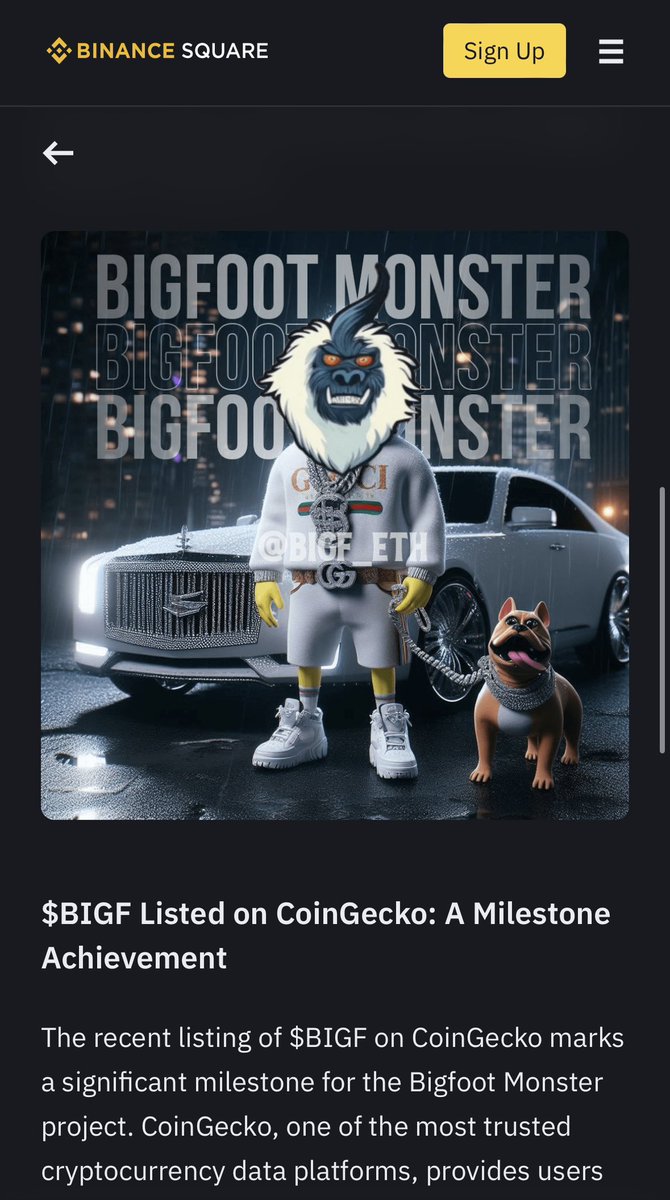 It's thrilling to announce that massive KOL has recently featured us in his article on Binance Square. I'm eager to share this news with all $BIGF holders and express my confidence that we're on the brink of hitting the 1 million MC once again! Stay tuned as we continue to make