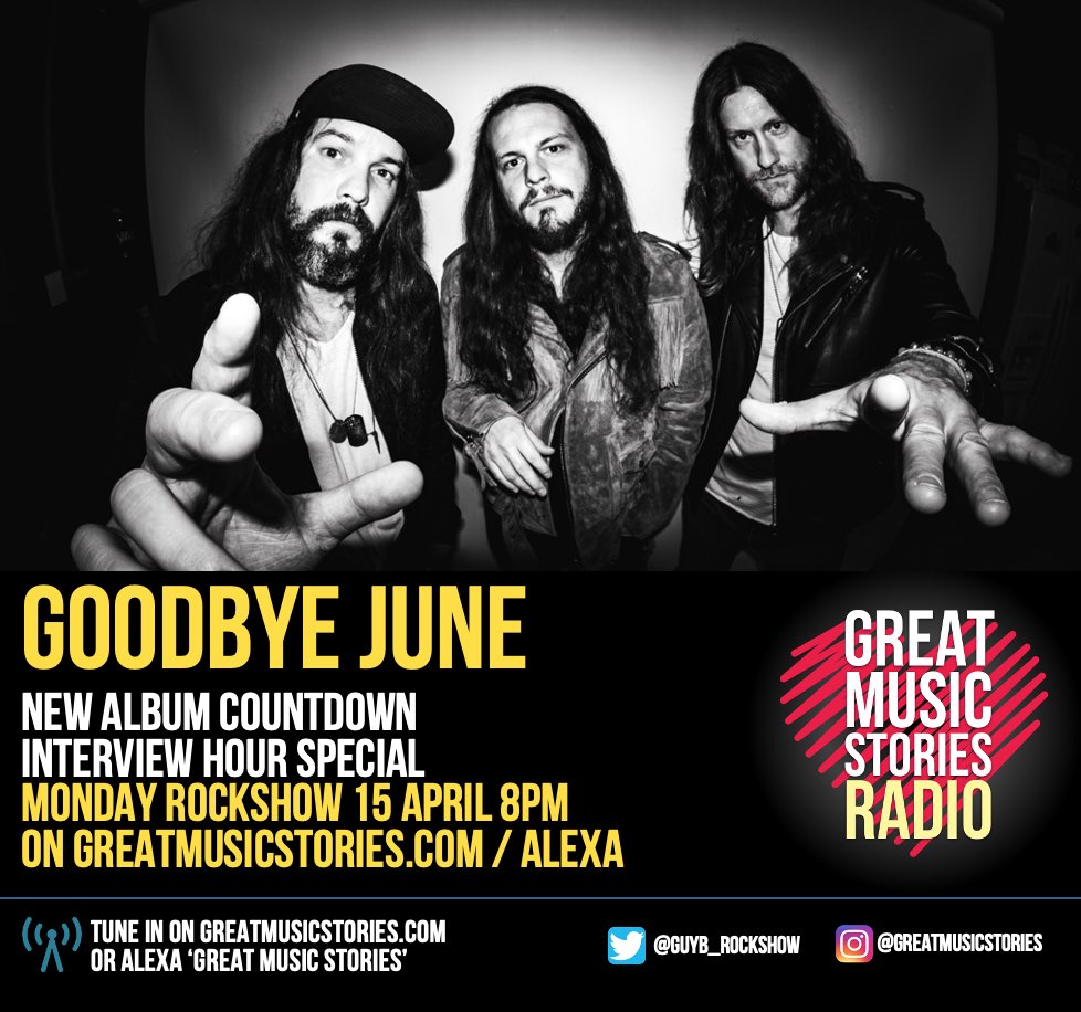A marvellous @GoodbyeJune interview hour on tonight’s Monday rockshow at the earlier time of 8pm Fun starts 6pm on greatmusicstories.com / alexa x