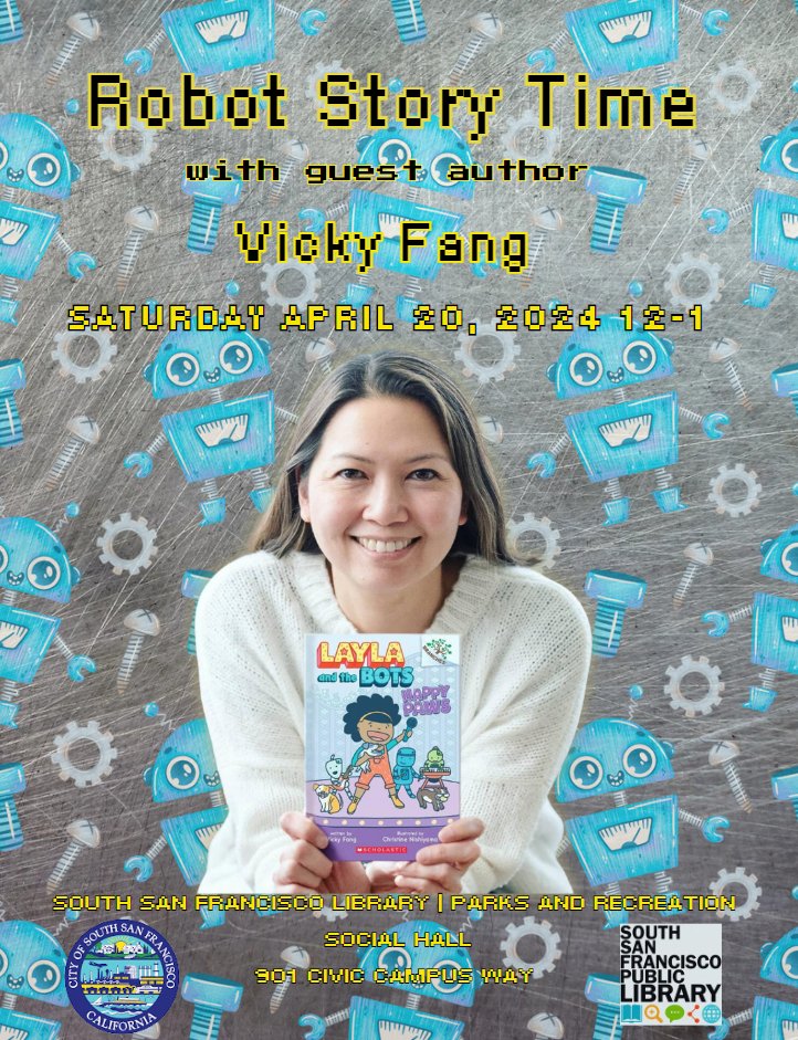 Join me this Saturday for a Robot Story Time at the @SSFLibrary! I'll discuss my career path at as a robot designer at Google and a children's book author, I'll invite kids to design their own robots, and give them an opportunity to play with real robots! bit.ly/3U3Ygb6