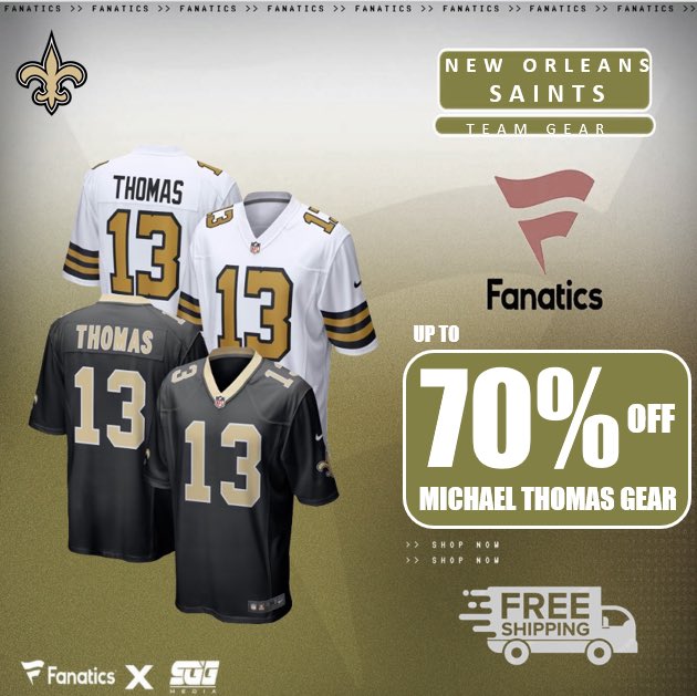 MICHAEL THOMAS MEGA SALE, @Fanatics 🔥 SAINTS FANS‼️Get your Michael Thomas New Orleans Saints gear for up to 70% OFF with FREE SHIPPING using this PROMO LINK: fanatics.93n6tx.net/MTSALE👋 HURRY! SUPPLIES GOING FAST🤝