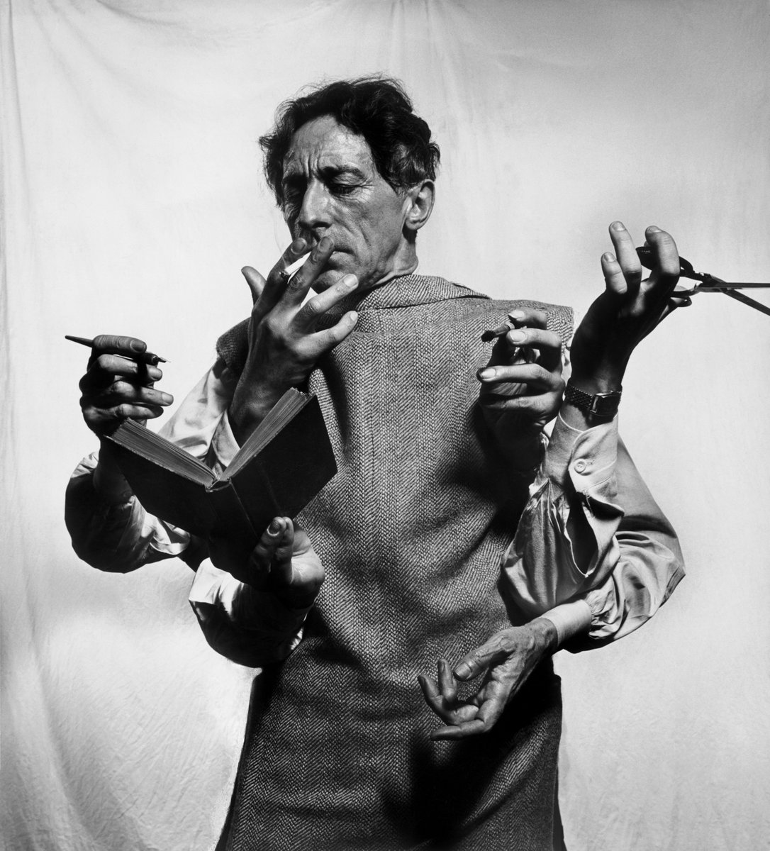 Now on view @guggenheimpgc: 'Jean Cocteau: The Juggler’s Revenge,' Italy's largest retrospective dedicated to #JeanCocteau. Learn more: gu.gg/4aMWctN 📷: Philippe Halsman, 'Jean Cocteau,' 1949. © Philippe Halsman / Magnum Photos