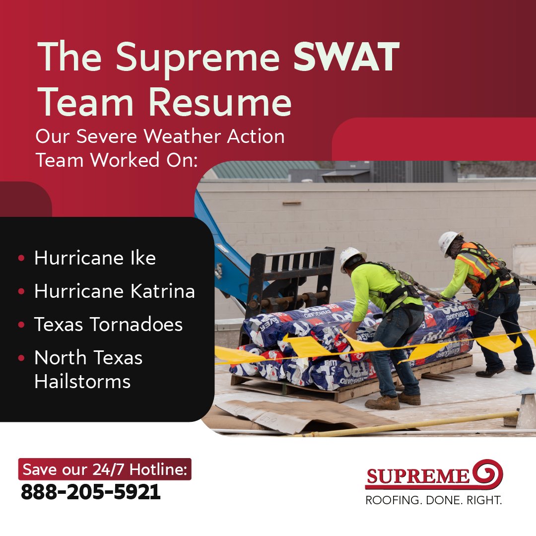 Supreme Roofing: Your Shield Against the Storm🛡️

Throughout the storms, #SupremeRoofing has been there, steadfast in our commitment to repair and restore.

Learn more about our SWAT team: hubs.ly/Q02sTzYX0

#RoofingDoneRight #RoofingCompany #CommercialRoofing #Dallas #DFW